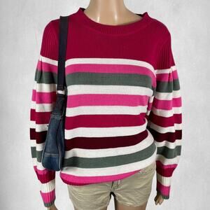 Pink and green striped sweater